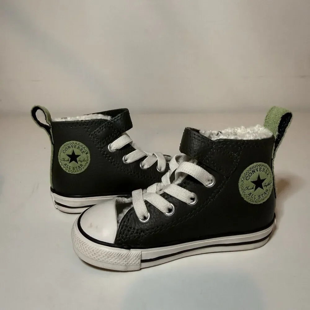 Converse Infant High Lifestyle Shoes Toddler Size 6 Green Leather A01473C